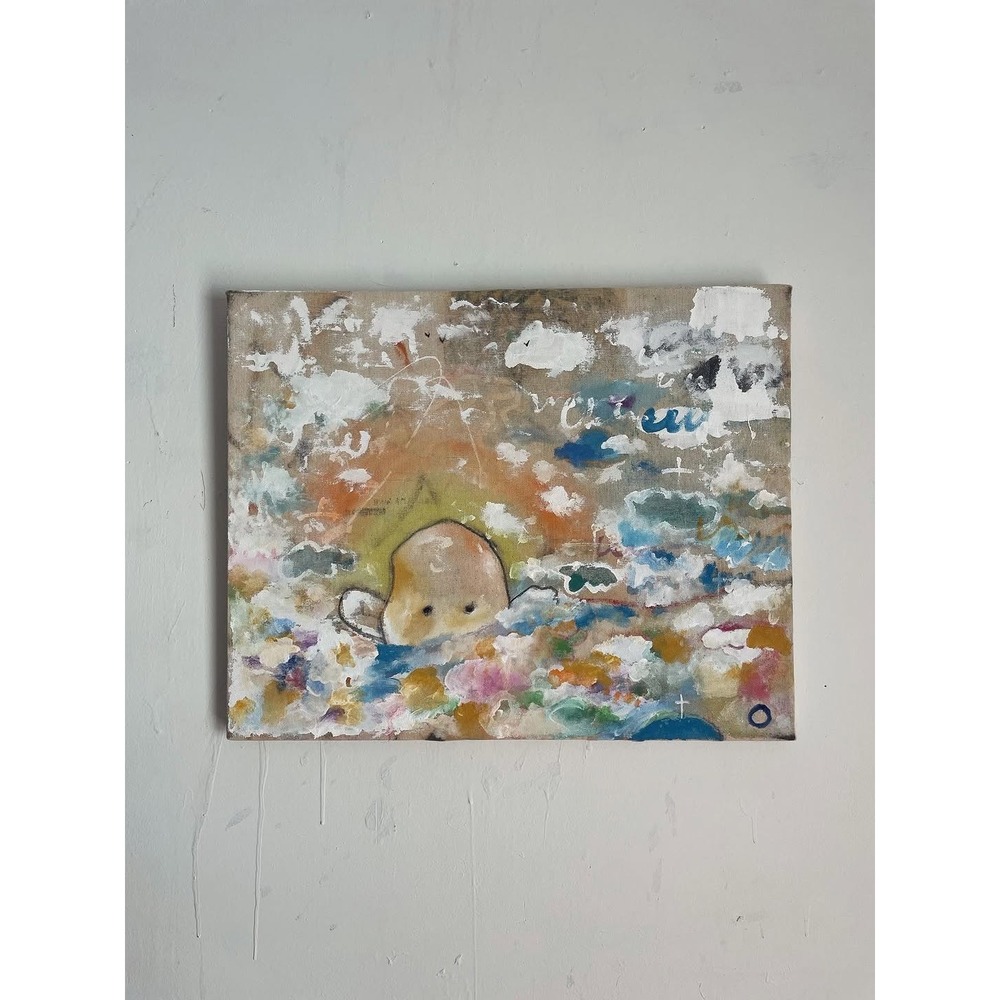 "Spirit In The Sky" by Oman H.‎ Abstract Painting Mixed Art Whimsical Creature